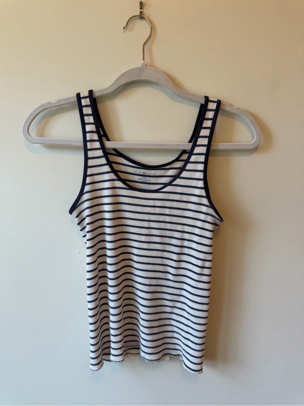 Brandy Melville Navy & White Striped Ribbed Tank Top